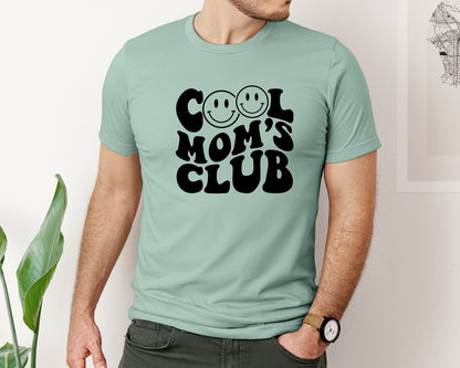 brand:Bella Canvas|color:Dusty Blue|Cool Moms Club Wavy 2 Graphic T-Shirt