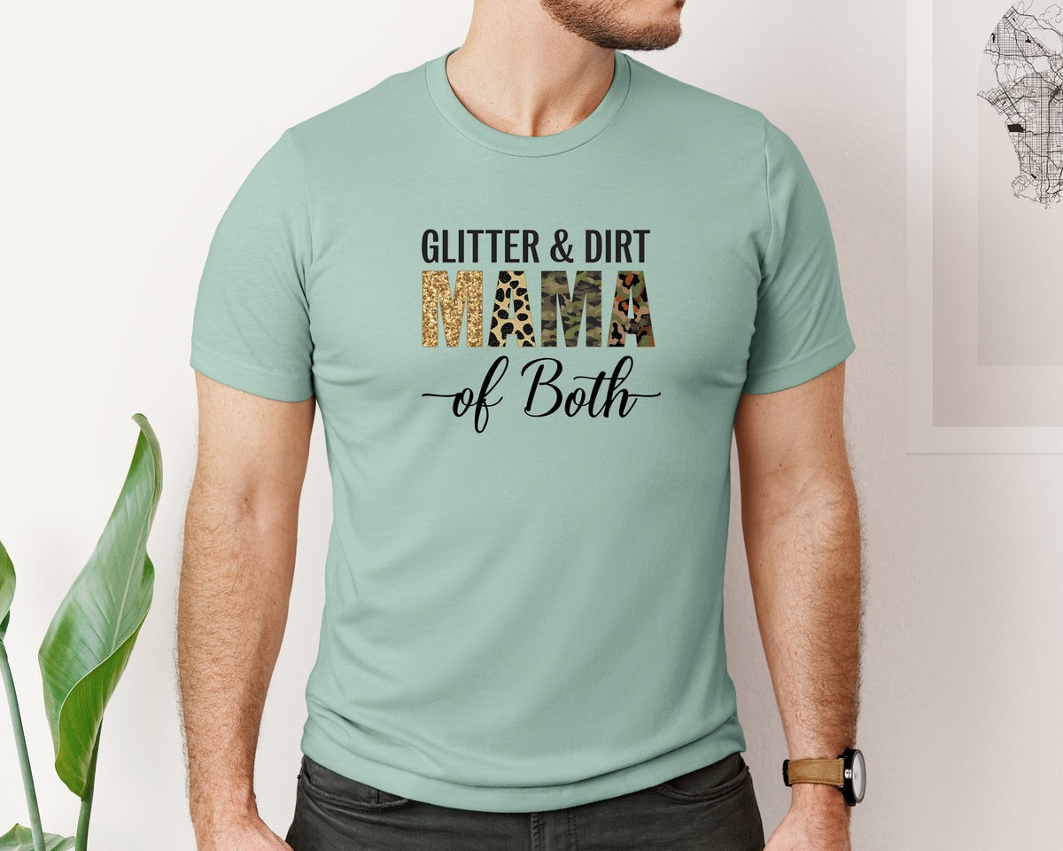 brand:Bella Canvas|color:Dusty Blue|Glitter And Dirt Mama Leopard Camo Graphic T-Shirt