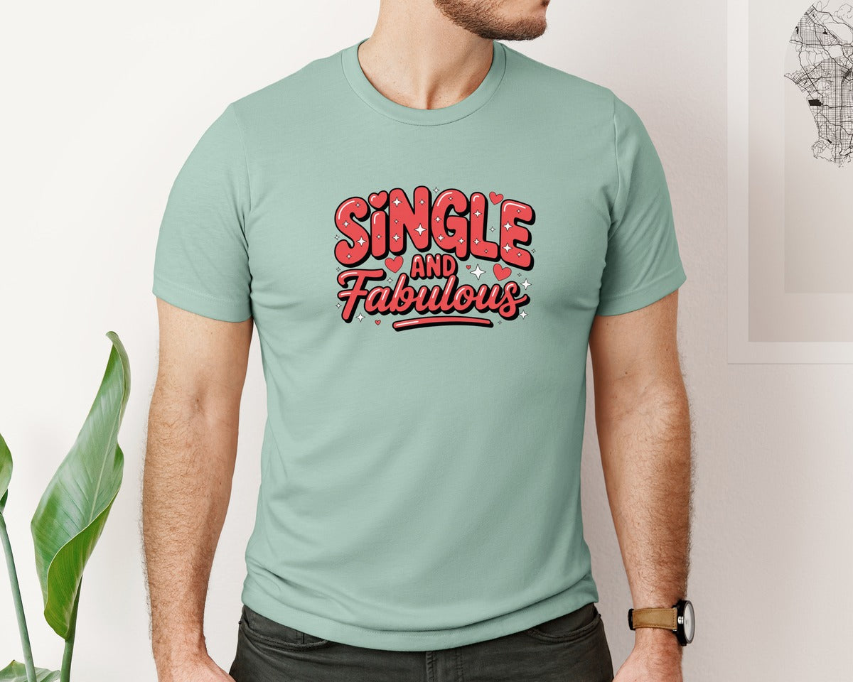 brand:Bella Canvas|color:Dusty Blue|Anti Valentines Day Single 10 Graphic T-Shirt