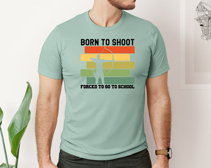 brand:Bella Canvas|color:Dusty Blue|Born To Shoot Archery Graphic T-Shirt