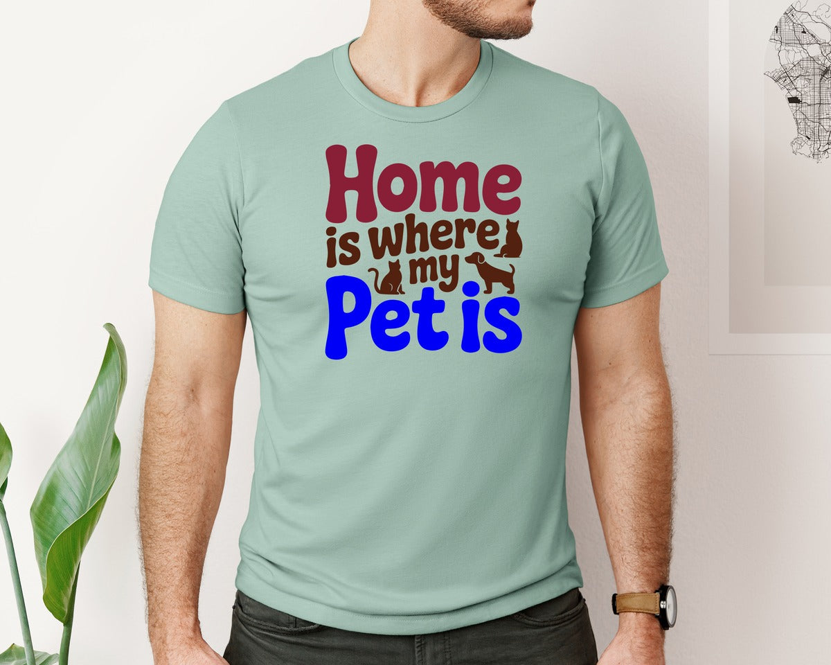 brand:Bella Canvas|color:Dusty Blue|Home Is Where My Pet Is 2 Graphic T-Shirt