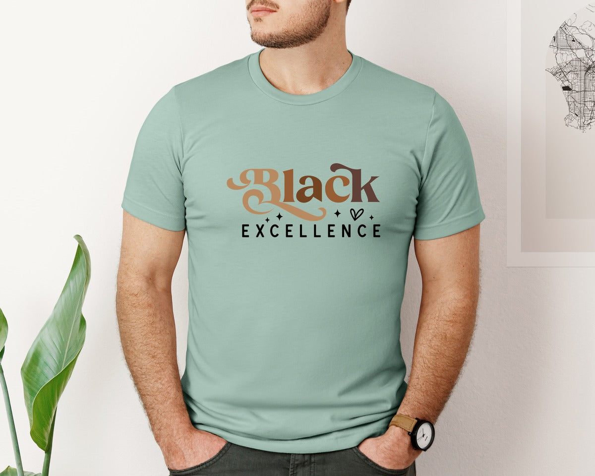 brand:Bella Canvas|color:Dusty Blue|Black Excellence Black History 3 Graphic T-Shirt
