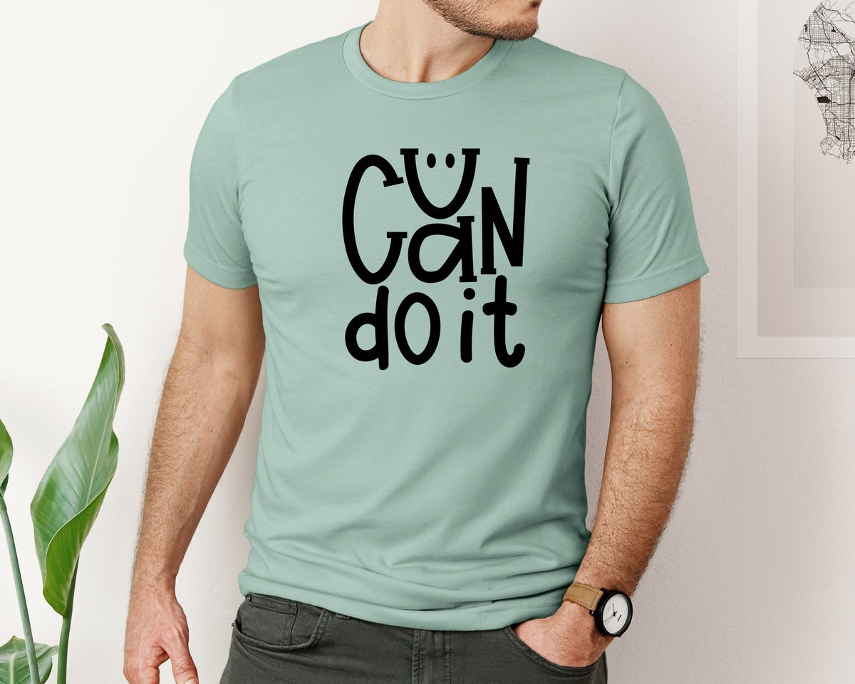 brand:Bella Canvas|color:Dusty Blue|You Can Do It Positive Quotes Graphic T-Shirt