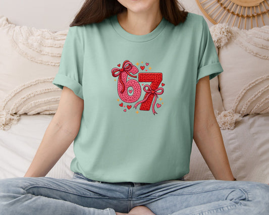 Faux Crochet Coquette Valentine 6 7 Graphic T-Shirt