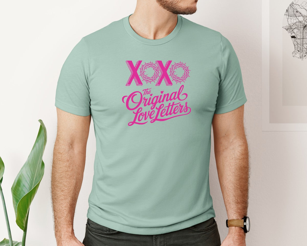 brand:Bella Canvas|color:Dusty Blue|Christian Love Religious Valentine Graphic T-Shirt