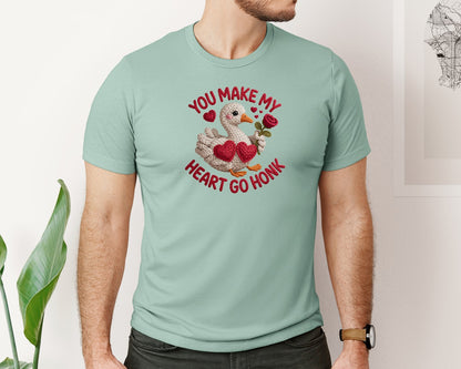 brand:Bella Canvas|color:Dusty Blue|Valentines Day Goose Fluffy Valentine Graphic T-Shirt