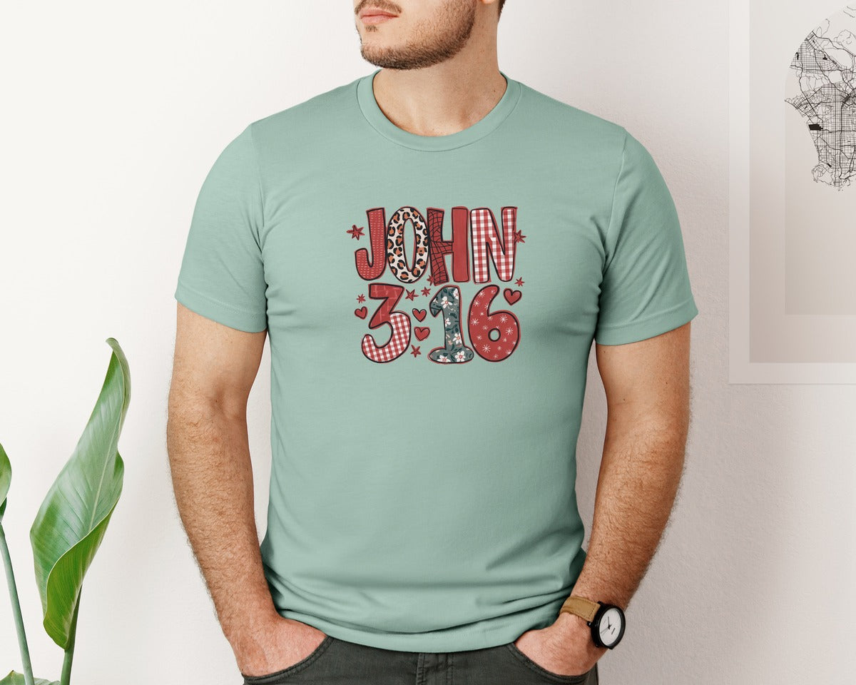 brand:Bella Canvas|color:Dusty Blue|John 316 Preppy Valentine 3 Graphic T-Shirt