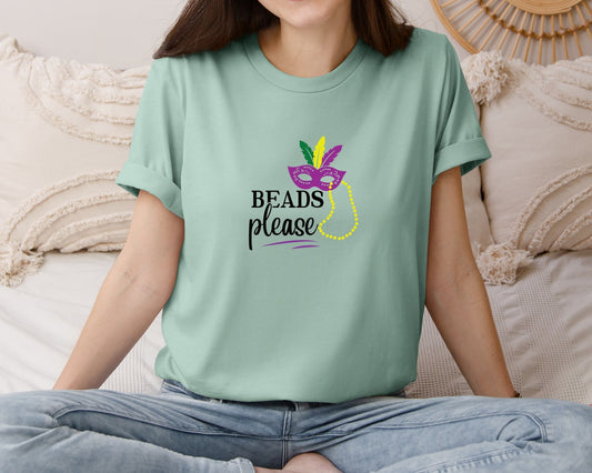Mardi Gras Beads Please Graphic T-Shirt