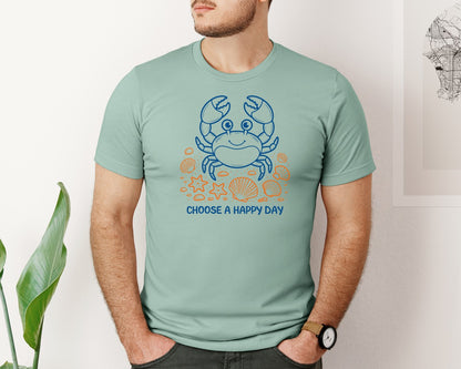brand:Bella Canvas|color:Dusty Blue|Choose A Happy Day T Shirt Design Graphic T-Shirt