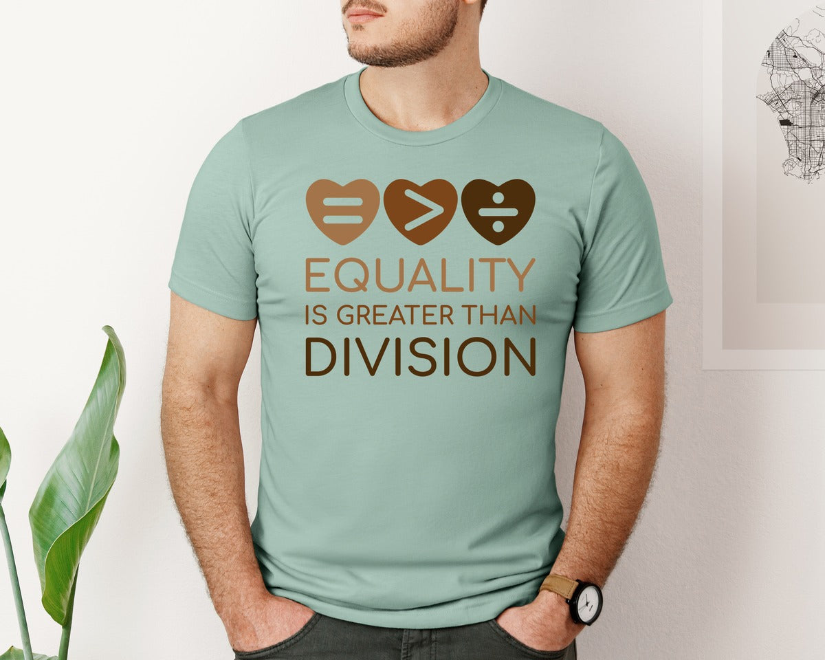 brand:Bella Canvas|color:Dusty Blue|Equality Is Greater Than Division 3 Graphic T-Shirt