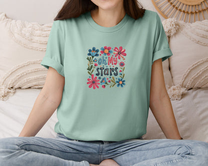 brand:Bella Canvas|color:Dusty Blue|Preppy America Shirt Floral Shirt Graphic T-Shirt