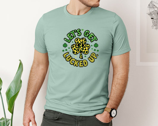 Lets Get Lucked St Patricks Day Leopard Graphic T-Shirt