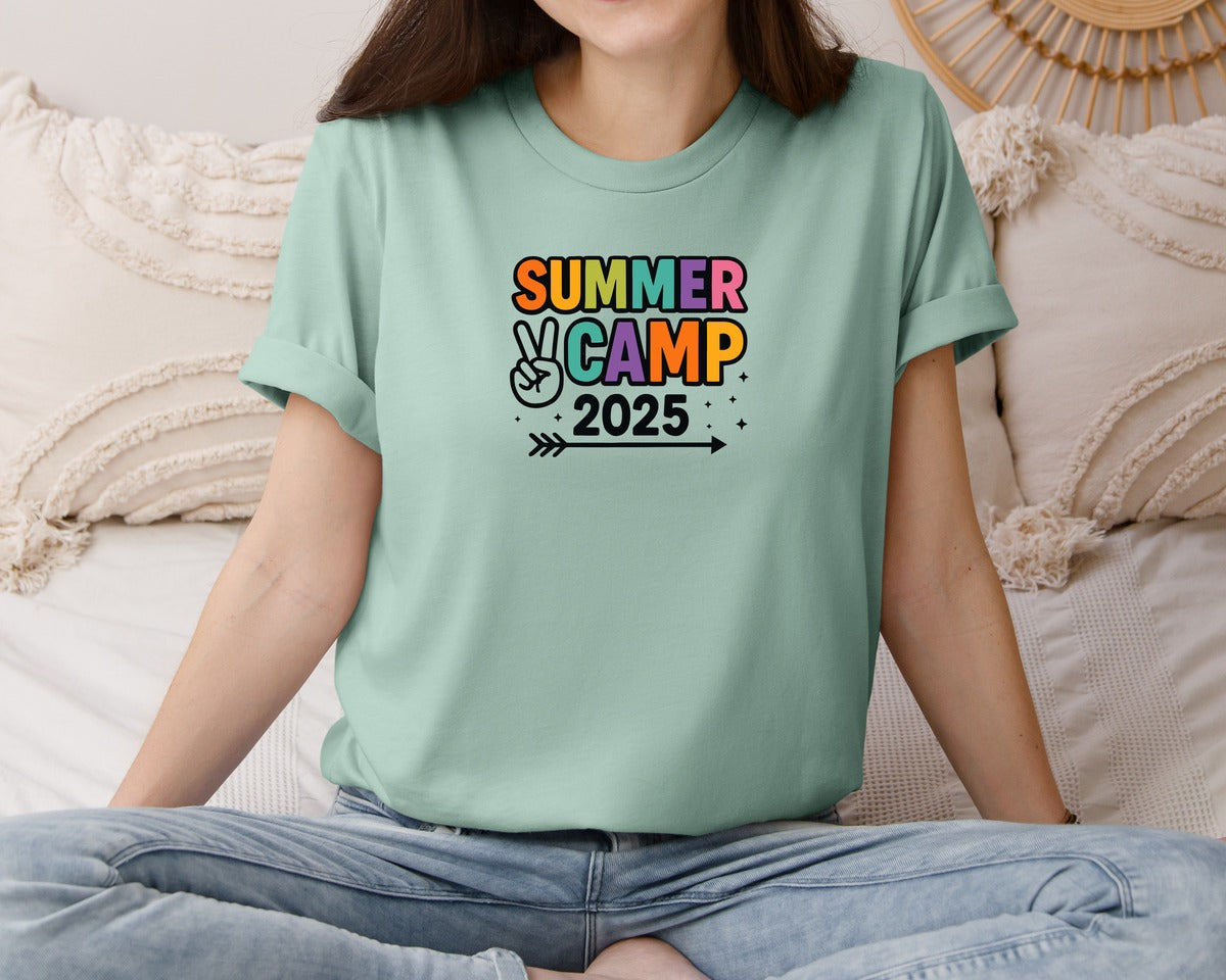 brand:Bella Canvas|color:Dusty Blue|Summer Camp 2025 Fun Youth Camp Shirt Graphic T-Shirt