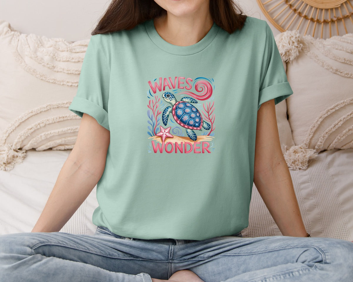 brand:Bella Canvas|color:Dusty Blue|Turtle Whimsical Ocean Quote Art Graphic T-Shirt