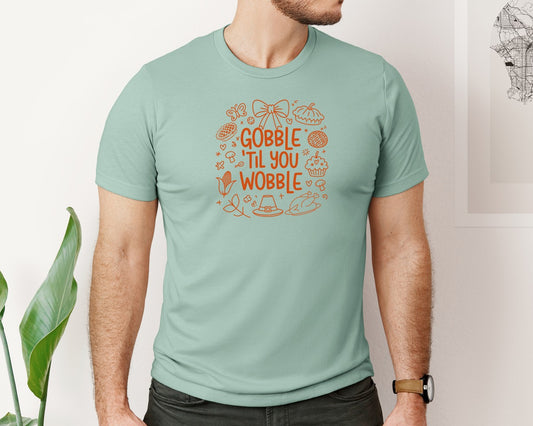Preppy Gobble Coquette Thanksgiving Graphic T-Shirt