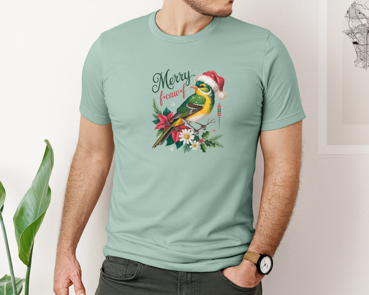 brand:Bella Canvas|color:Dusty Blue|Merry Christmas Crow F Caw F Graphic T-Shirt