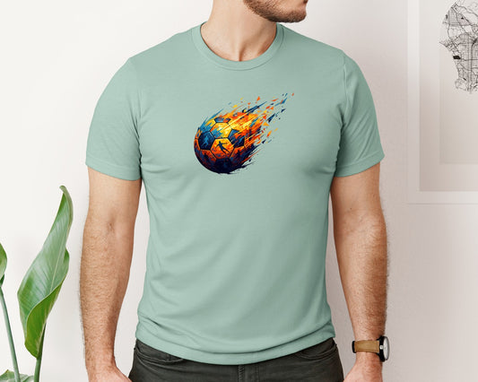 Explosive Soccer Ball Design Graphic T-Shirt