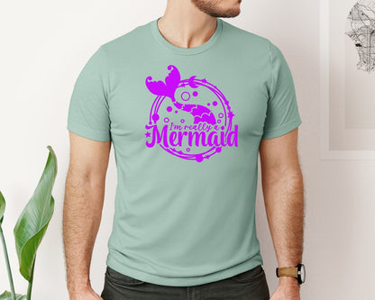 brand:Bella Canvas|color:Dusty Blue|Im Really A Mermaid 9 Graphic T-Shirt