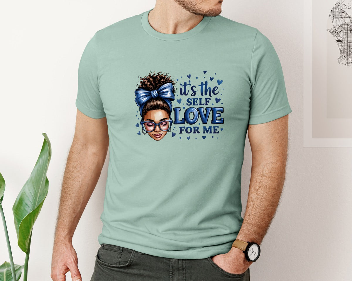 brand:Bella Canvas|color:Dusty Blue|Sorority Colors Blue Afro Woman Love Graphic T-Shirt