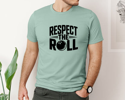 brand:Bella Canvas|color:Dusty Blue|Respect The Roll Bowling Graphic T-Shirt