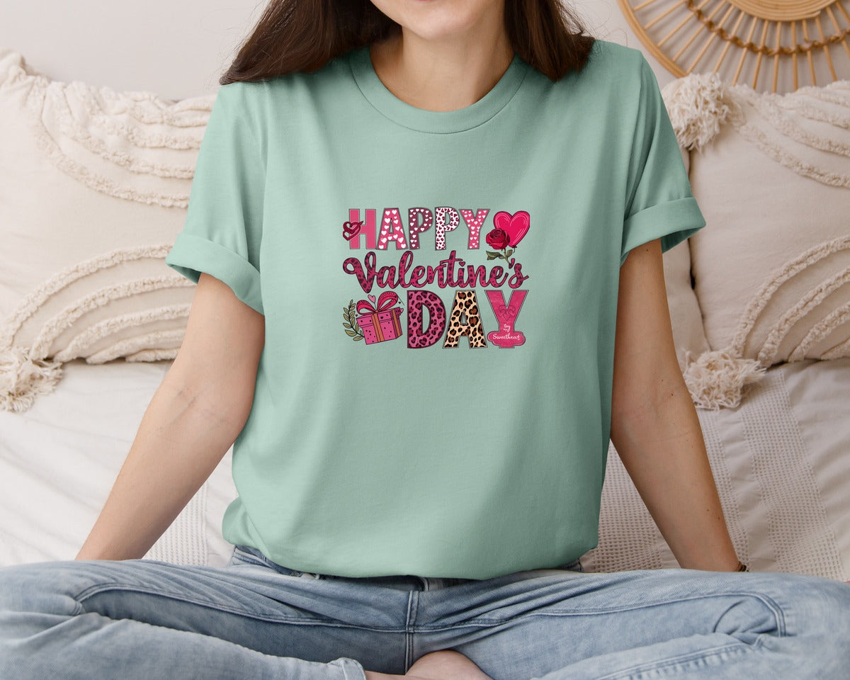 brand:Bella Canvas|color:Dusty Blue|Happy Valentines Day 51 Graphic T-Shirt