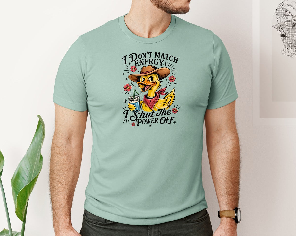 brand:Bella Canvas|color:Dusty Blue|Funny Duck Trendy Sarcasm Humor Graphic T-Shirt
