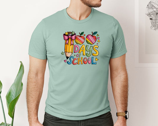 Kid Drawn 100 Days Of School Crayon 4 Graphic T-Shirt