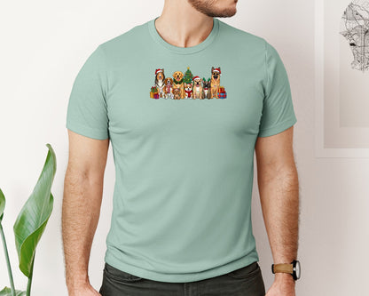 brand:Bella Canvas|color:Dusty Blue|Christmas Dogs 6 Graphic T-Shirt
