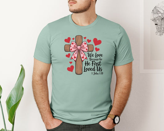 Coquette Jesus Valentine Cross Bow 2 Graphic T-Shirt
