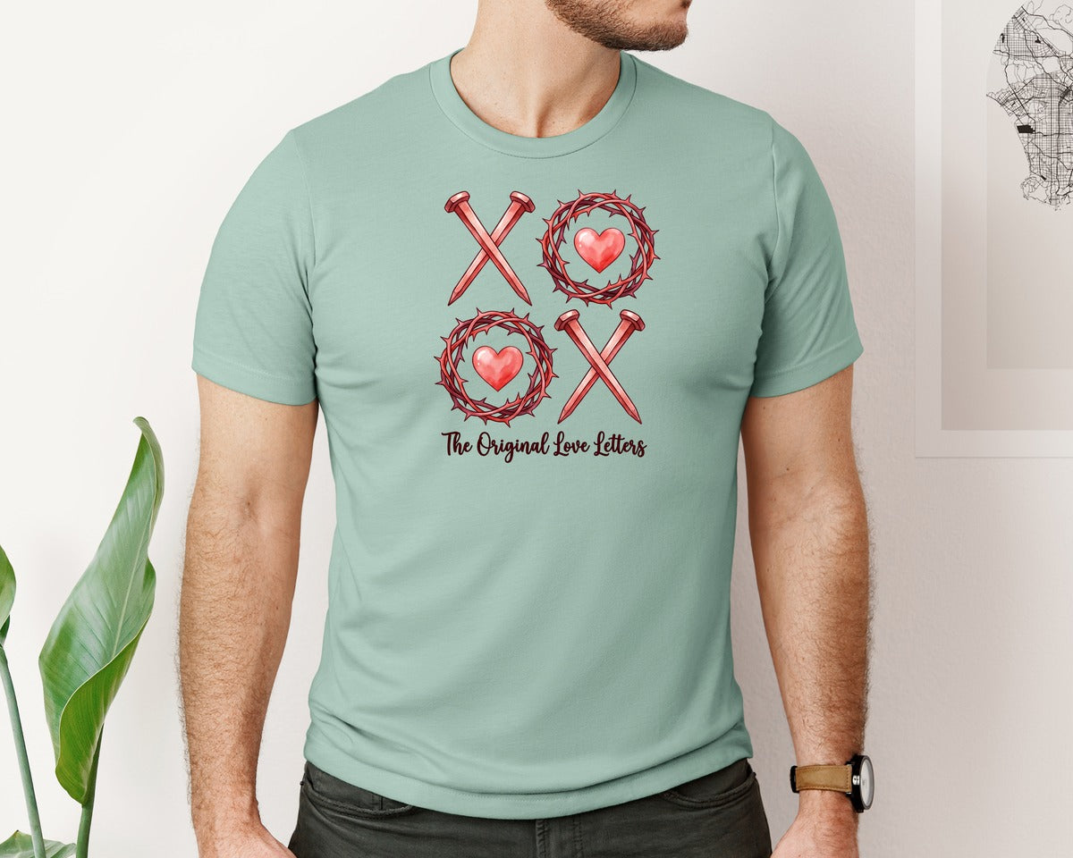 brand:Bella Canvas|color:Dusty Blue|Nails Crown Of Thorns Xoxo Graphic T-Shirt