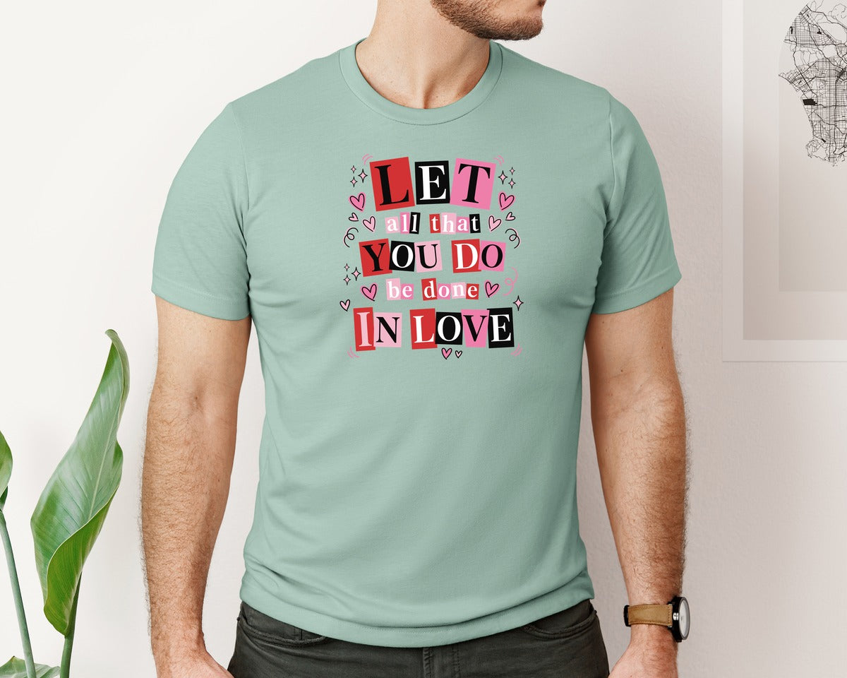 brand:Bella Canvas|color:Dusty Blue|Valentine Love Christian Bible Graphic T-Shirt