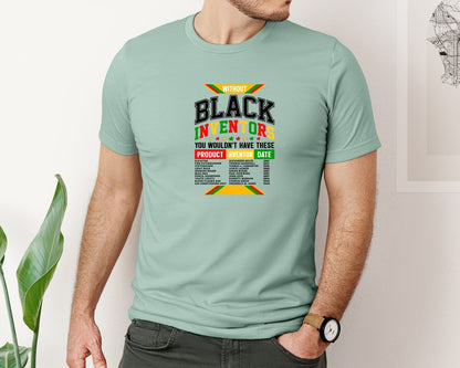 brand:Bella Canvas|color:Dusty Blue|Black Inventors Black History Black Graphic T-Shirt