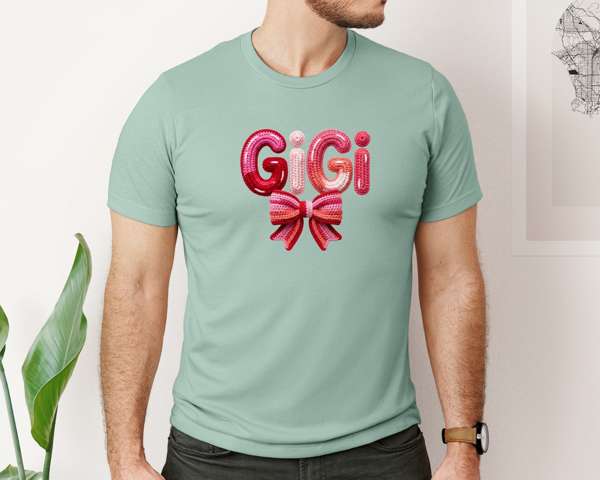 brand:Bella Canvas|color:Dusty Blue|Gigi Faux Yarn Crochet Valentine Graphic T-Shirt