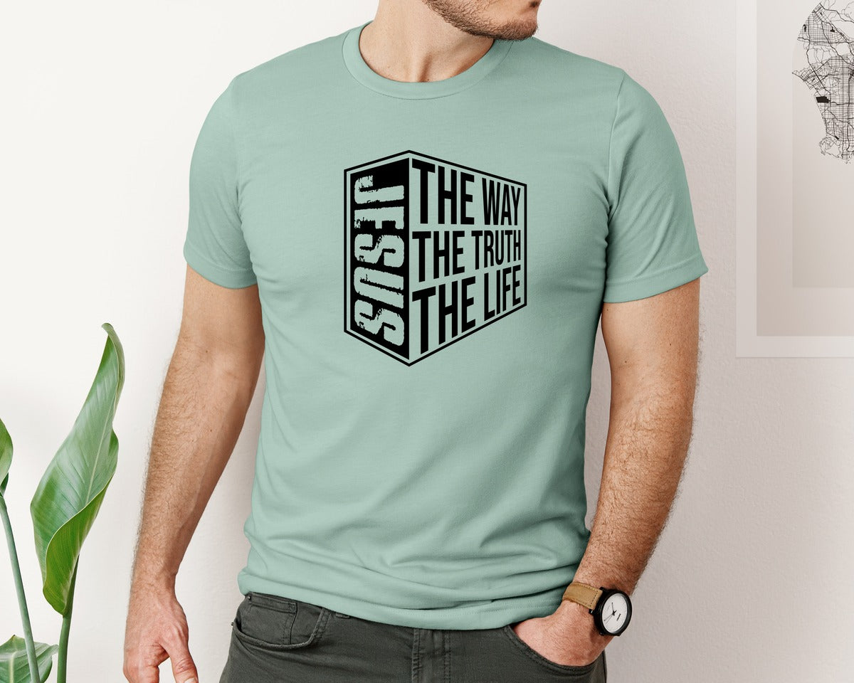 brand:Bella Canvas|color:Dusty Blue|Jesus Bible Verse Svgchristian Graphic T-Shirt