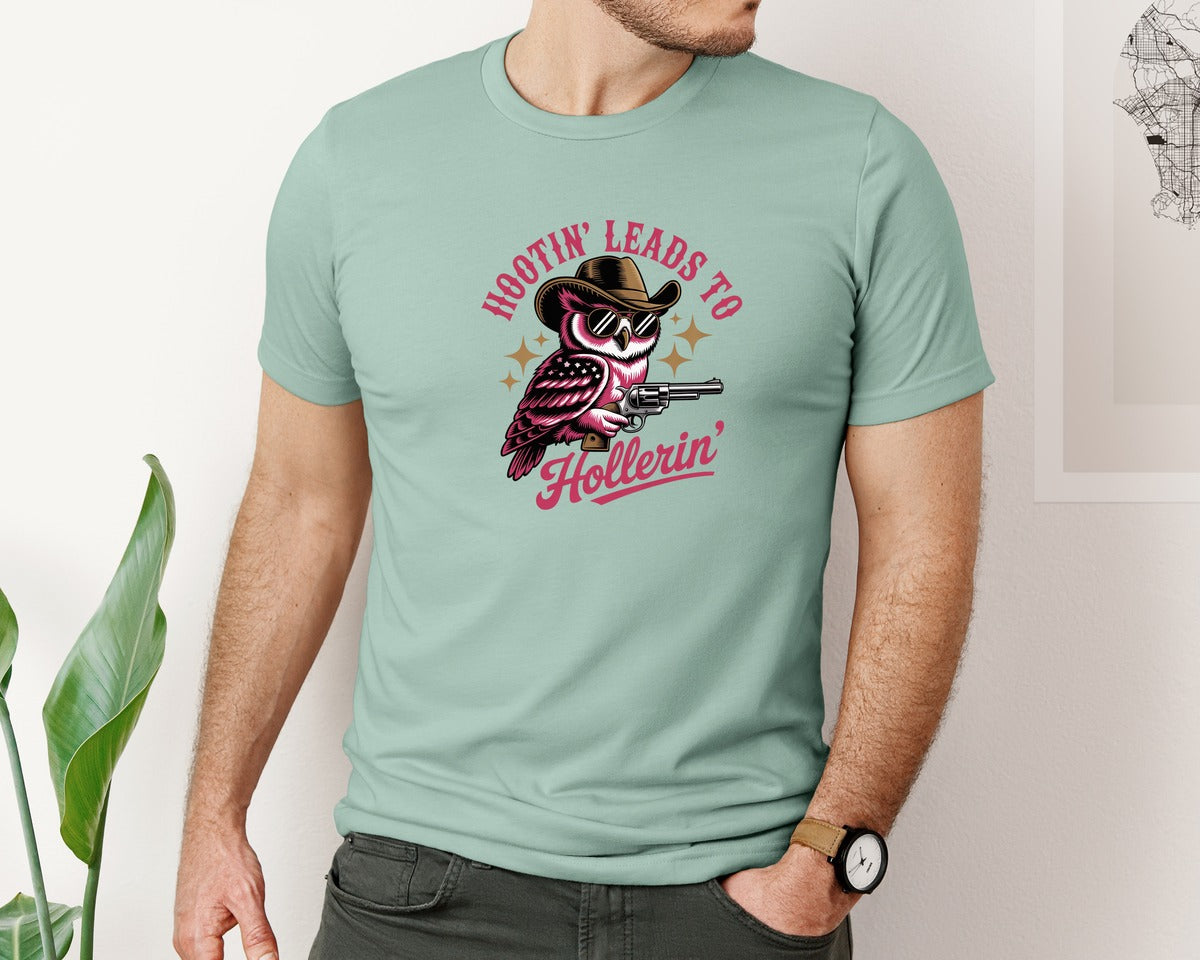 brand:Bella Canvas|color:Dusty Blue|Retro Vintage Funny Cowboy Animals Graphic T-Shirt