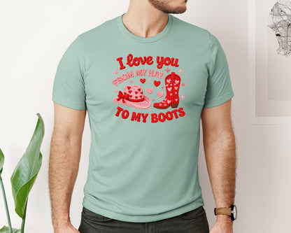 brand:Bella Canvas|color:Dusty Blue|Crochet Western Valentine Graphic T-Shirt