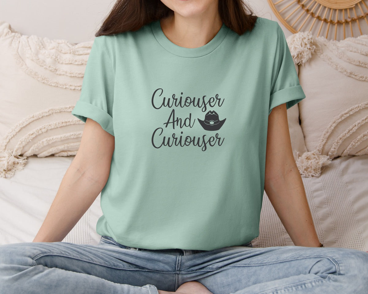 brand:Bella Canvas|color:Dusty Blue|Curiouser And Curiouser Svgalice In Won Graphic T-Shirt