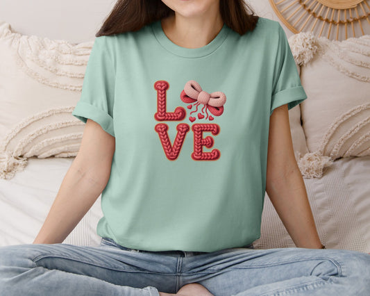 Crochet Valentine Love Bow Graphic T-Shirt