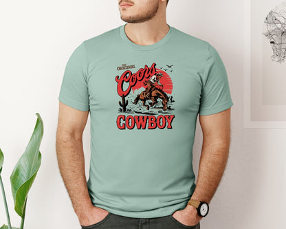 brand:Bella Canvas|color:Dusty Blue|The Original Coors Cowboy Western Graphic T-Shirt