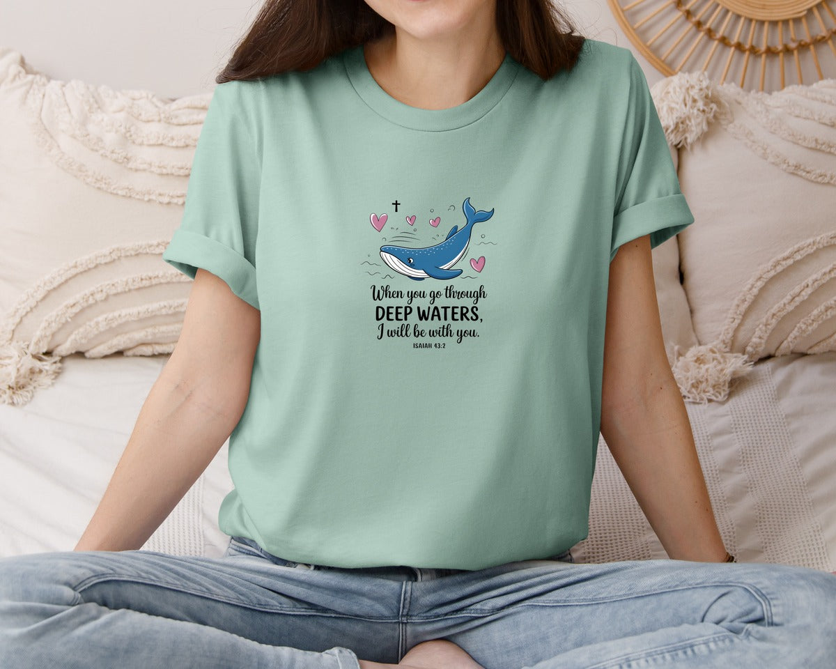 brand:Bella Canvas|color:Dusty Blue|Faith Based Art Graphic T-Shirt