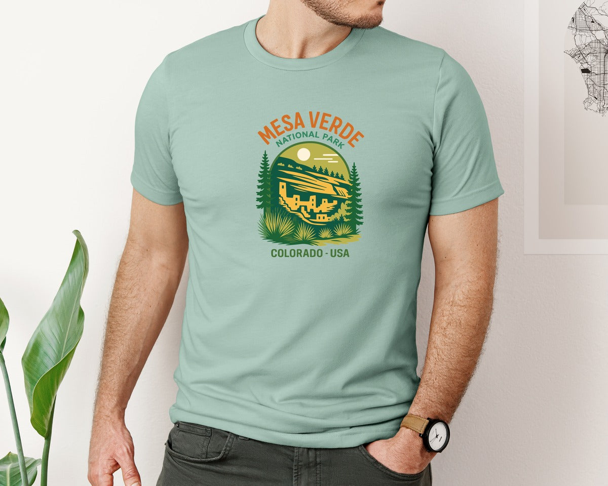 brand:Bella Canvas|color:Dusty Blue|Wild Places U S National Parks Graphic T-Shirt