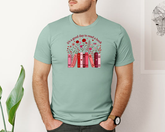 Book Lover Valentine Floral Graphic T-Shirt