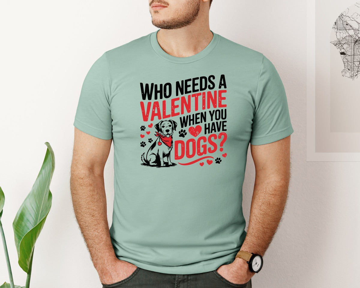 brand:Bella Canvas|color:Dusty Blue|Valentine Dog Hearts And Paw Pet 2 Graphic T-Shirt