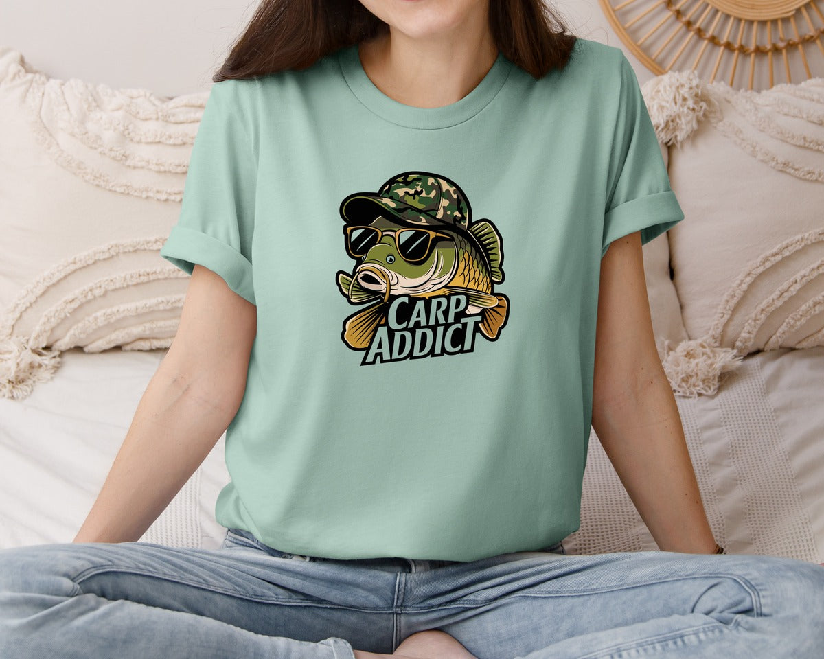 brand:Bella Canvas|color:Dusty Blue|Carp Addict Graphic T-Shirt