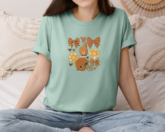 Coquette Fall Football Bow Tis The Graphic T-Shirt