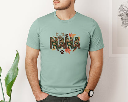 brand:Bella Canvas|color:Dusty Blue|Preppy Hunting Mama Camo Shirt 2 Graphic T-Shirt