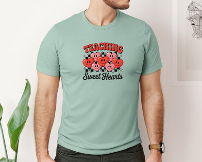 brand:Bella Canvas|color:Dusty Blue|Teaching Sweet Heart Valentine Graphic T-Shirt