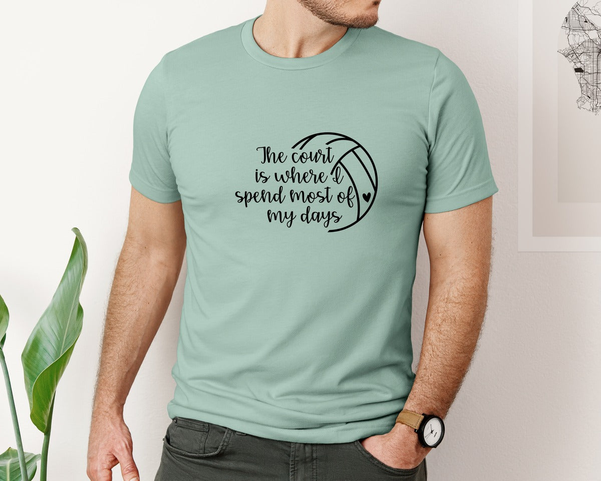 brand:Bella Canvas|color:Dusty Blue|Volleyball Mom 24 Graphic T-Shirt