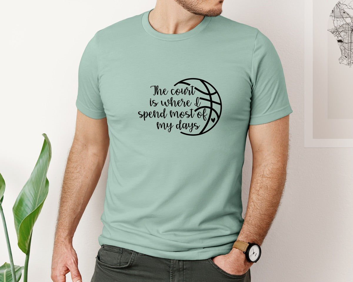 brand:Bella Canvas|color:Dusty Blue|Basketball Mom 80 Graphic T-Shirt