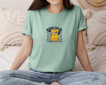 brand:Bella Canvas|color:Dusty Blue|Bear Illustration Graffiti Urban Design Graphic T-Shirt